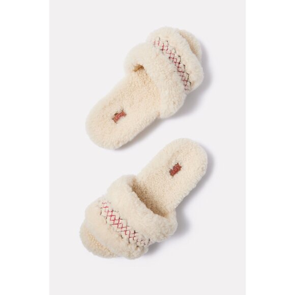 NWOT Cozetta UGG Braid Natural Cream Sheepskin Slip On Slippers Slides Size 12 - Picture 14 of 15